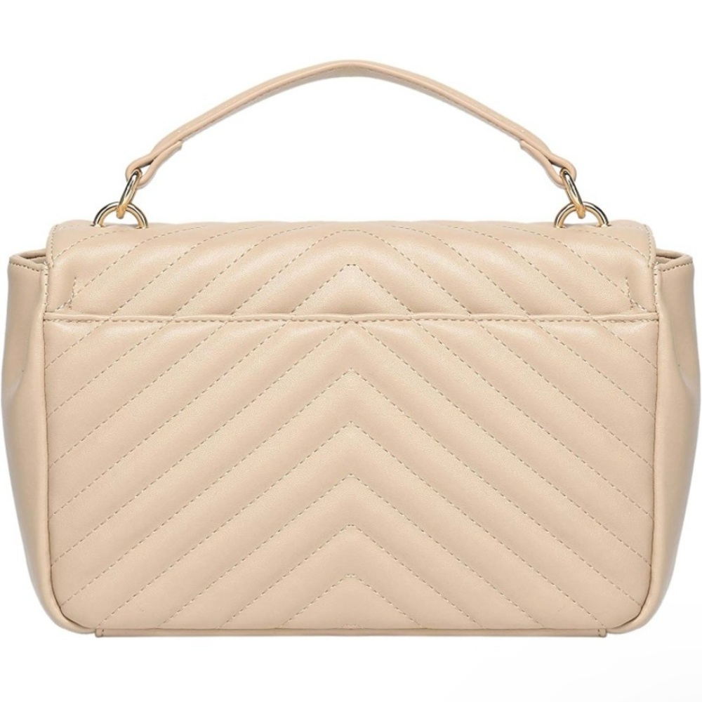 NWT beige Daisy Rose chevron flap top-handle/crossbody bag - Picture 5 of 11